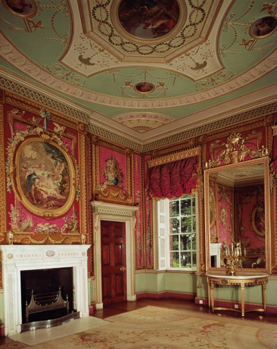 Side-Table, Pier Glass and Fireplace by Adam in the Tapestry Room at Osterley Park by Unbekannt Unbekannt
